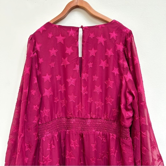 Torrid Midi Clip Dot Chiffon Tiered Red Stars Dress, Size 2 Plus Size 2X - Picture 9 of 13